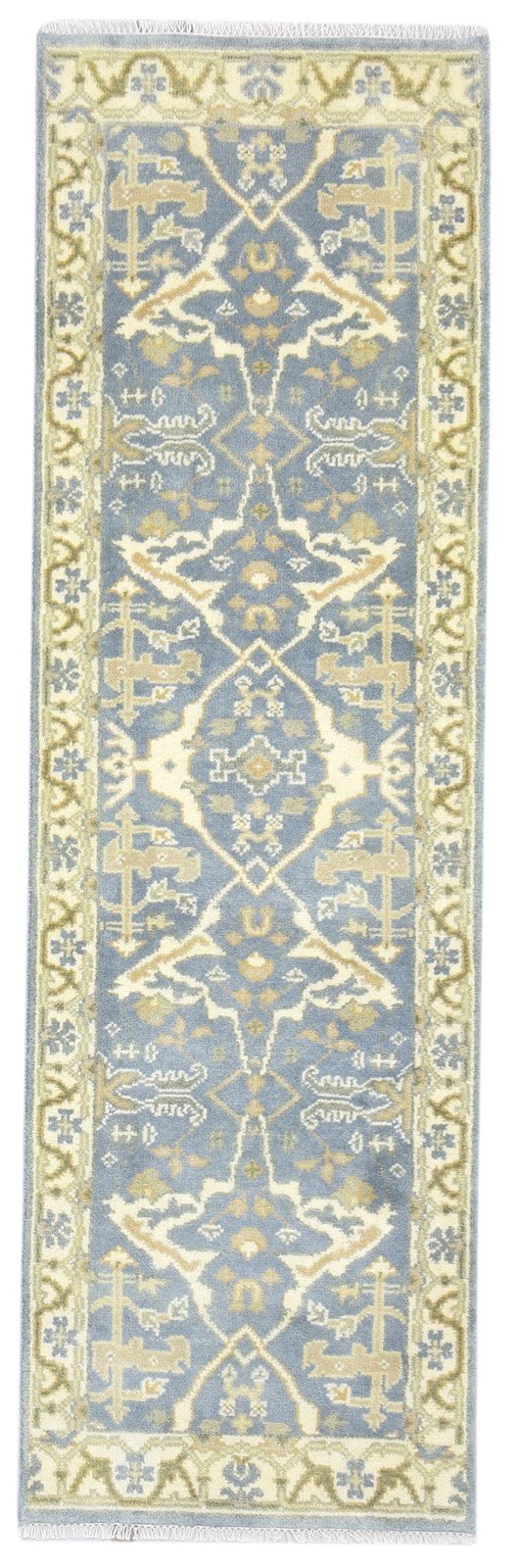 Hand Knotted Blue Wool Rug 2'6 X 8' Persian Oushak Oriental Small Runner   7864491409557