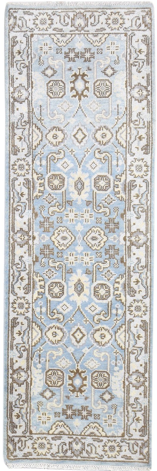 Hand Knotted Blue Wool Rug 2'6 X 8' Persian Oushak Oriental Small Runner   7864832852117