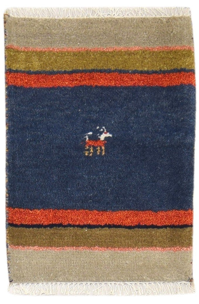 Hand Knotted Blue Wool Rug 2' X 2' Persian Gabbeh Southwestern Small Carpet   7864824955029