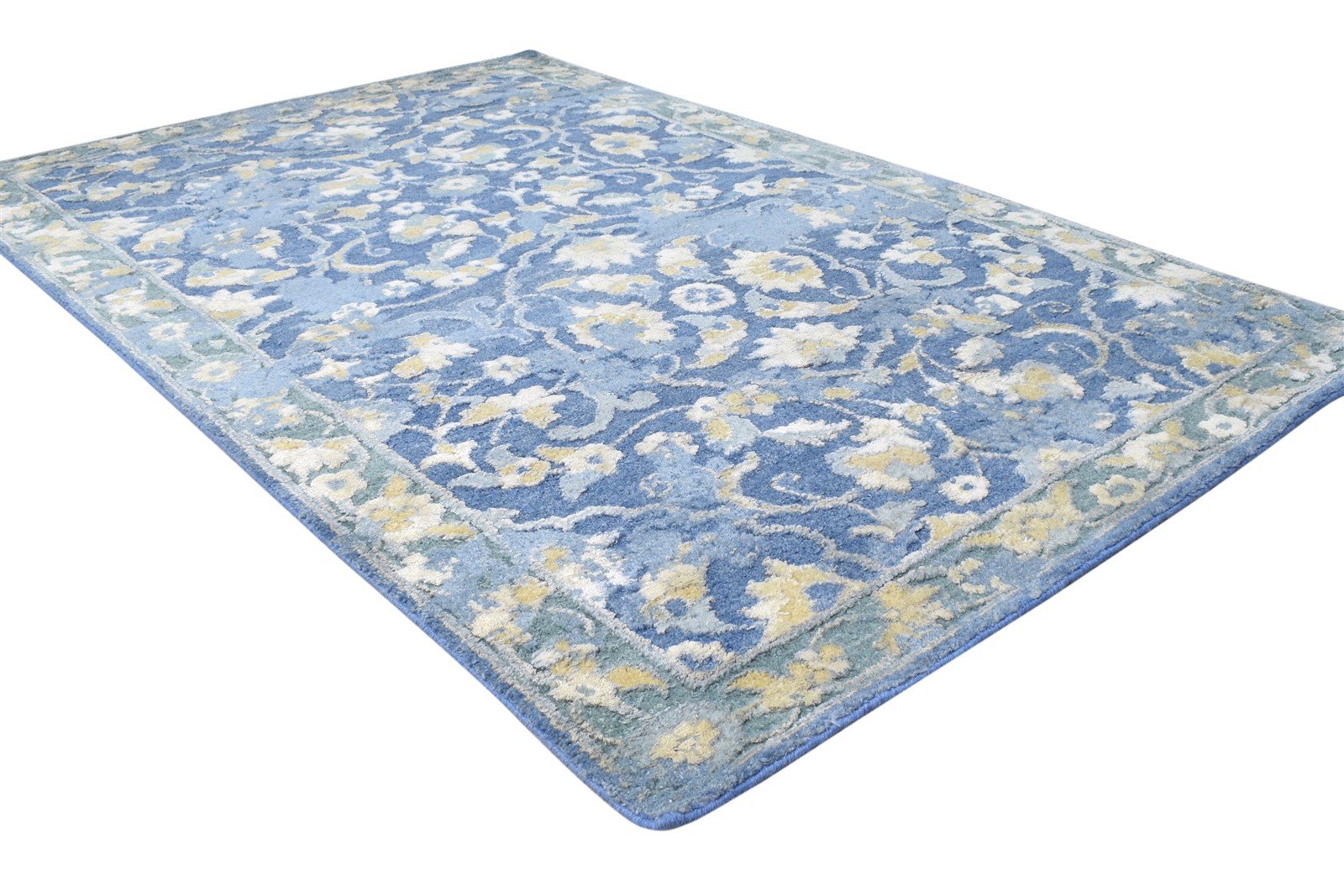 Hand Knotted Blue Wool Rug 3' X 5' Persien Oushak Oriental Room Size Carpet   7865117638805