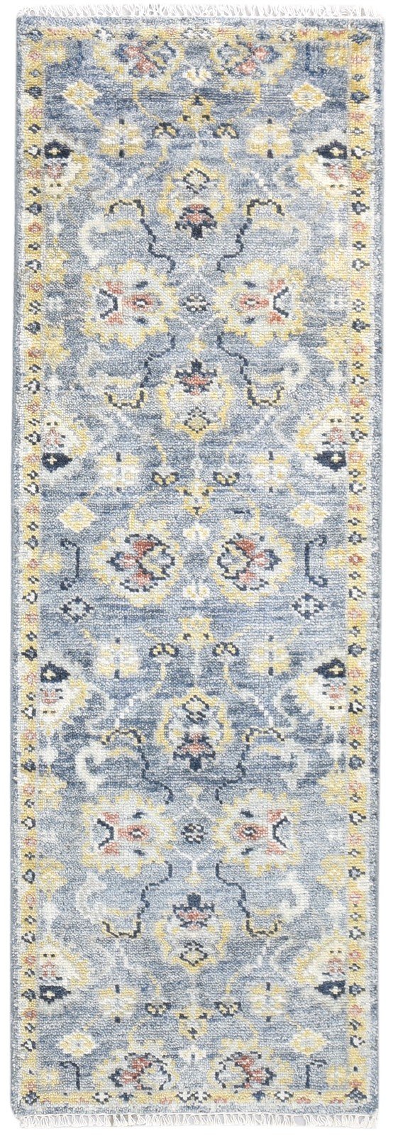 Hand Knotted Blue Wool Rug 3' X 8' Persian Oushak Oriental Small Runner   7865018024085