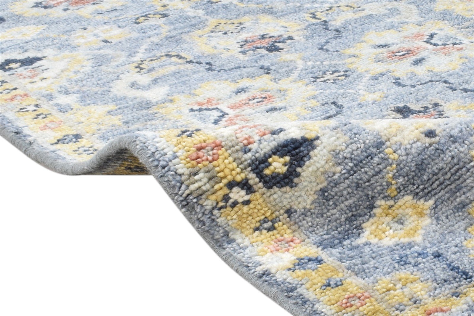 Hand Knotted Blue Wool Rug 3' X 8' Persian Oushak Oriental Small Runner   7865018024085