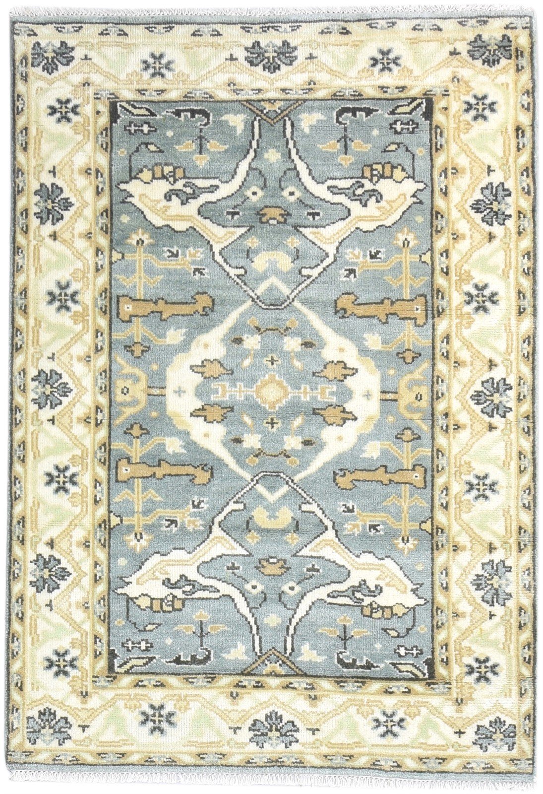 Hand Knotted Blue Wool Rug 4' X 6' Persian Oushak Oriental Room Size Carpet   7865145131157