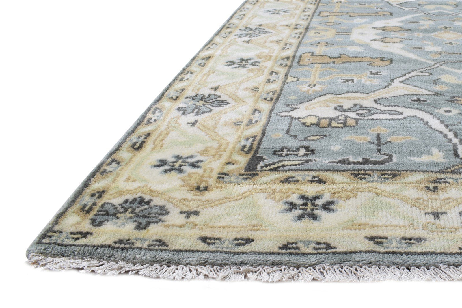 Hand Knotted Blue Wool Rug 4' X 6' Persian Oushak Oriental Room Size Carpet   7865145131157