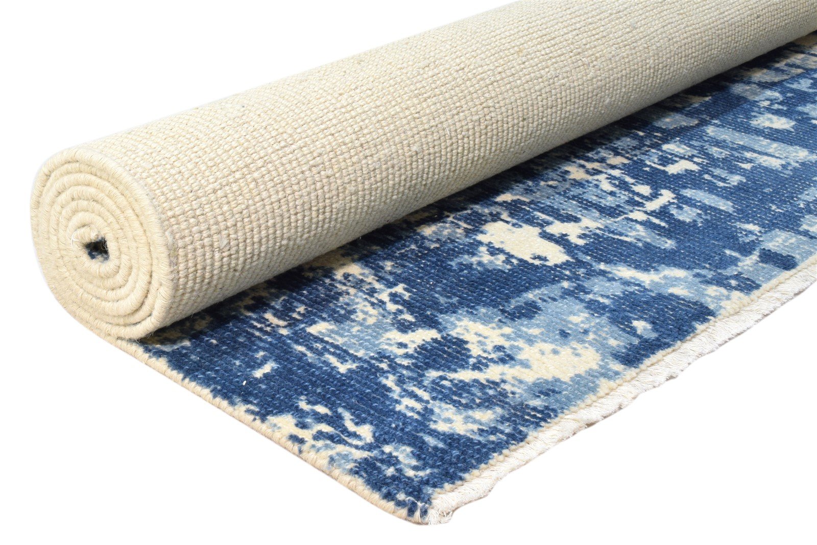 Hand Knotted Blue Wool Rug 5' X 8' Modern Indian Abstract Room Size Carpet   7860678557845