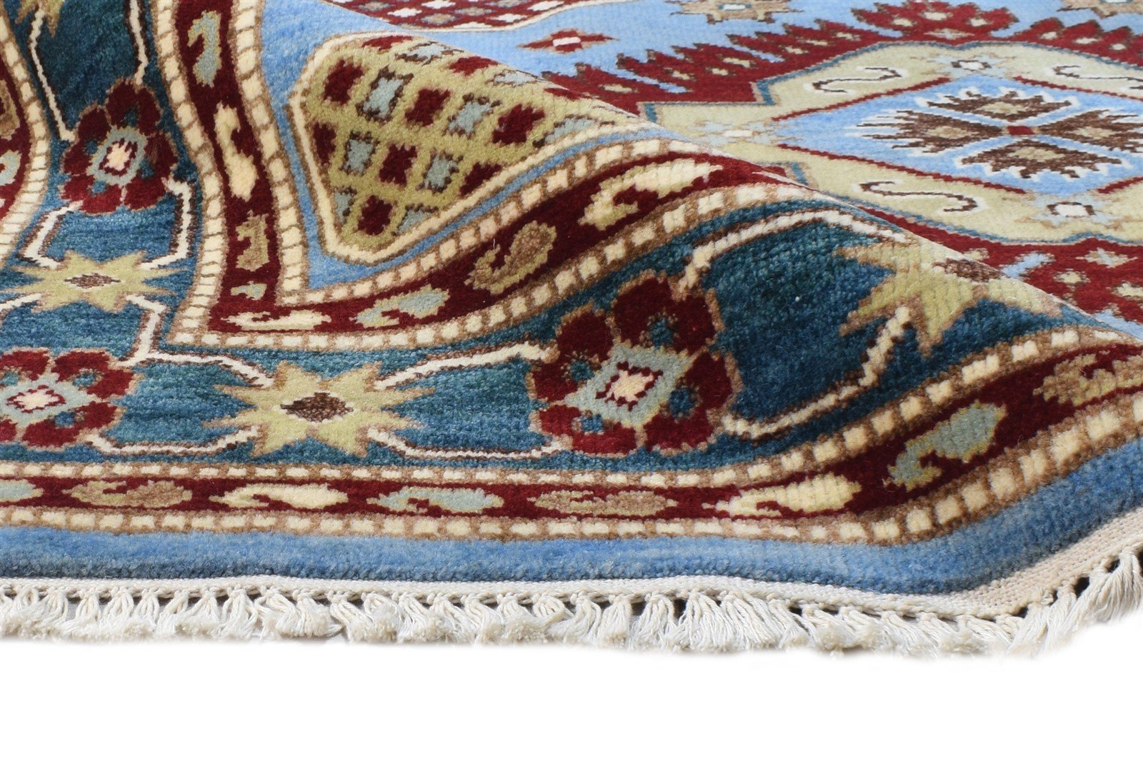 Hand Knotted Blue Wool Rug 5' X 8' Persian Kazak Oriental Room Size Carpet   7865128976533