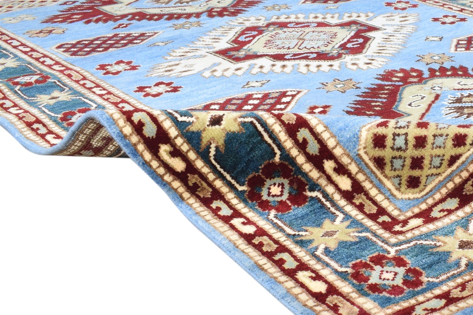 Hand Knotted Blue Wool Rug 5' X 8' Persian Kazak Oriental Room Size Carpet   7865128976533