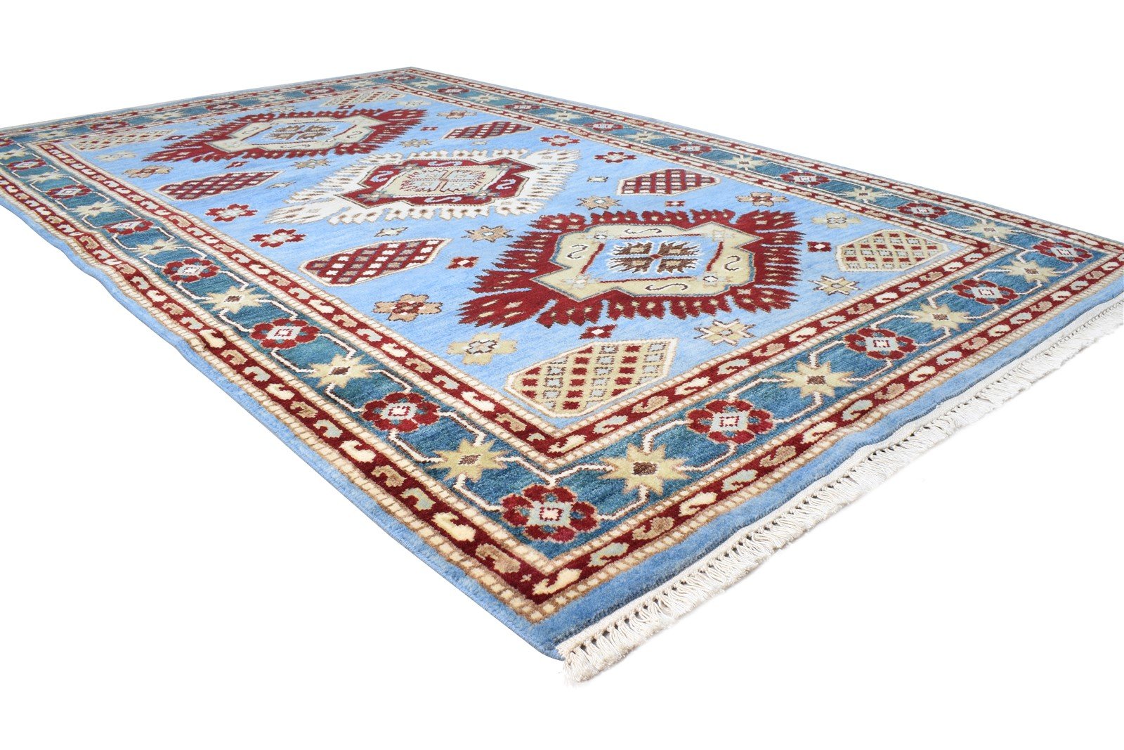 Hand Knotted Blue Wool Rug 5' X 8' Persian Kazak Oriental Room Size Carpet   7865128976533