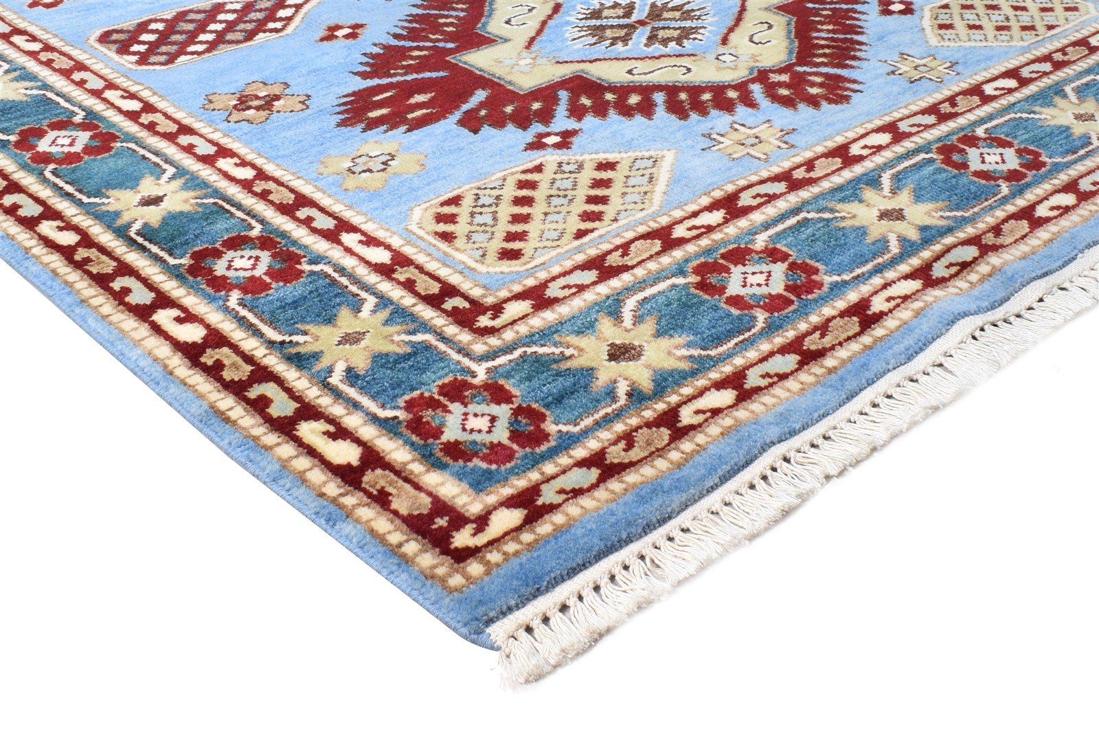 Hand Knotted Blue Wool Rug 5' X 8' Persian Kazak Oriental Room Size Carpet   7865128976533