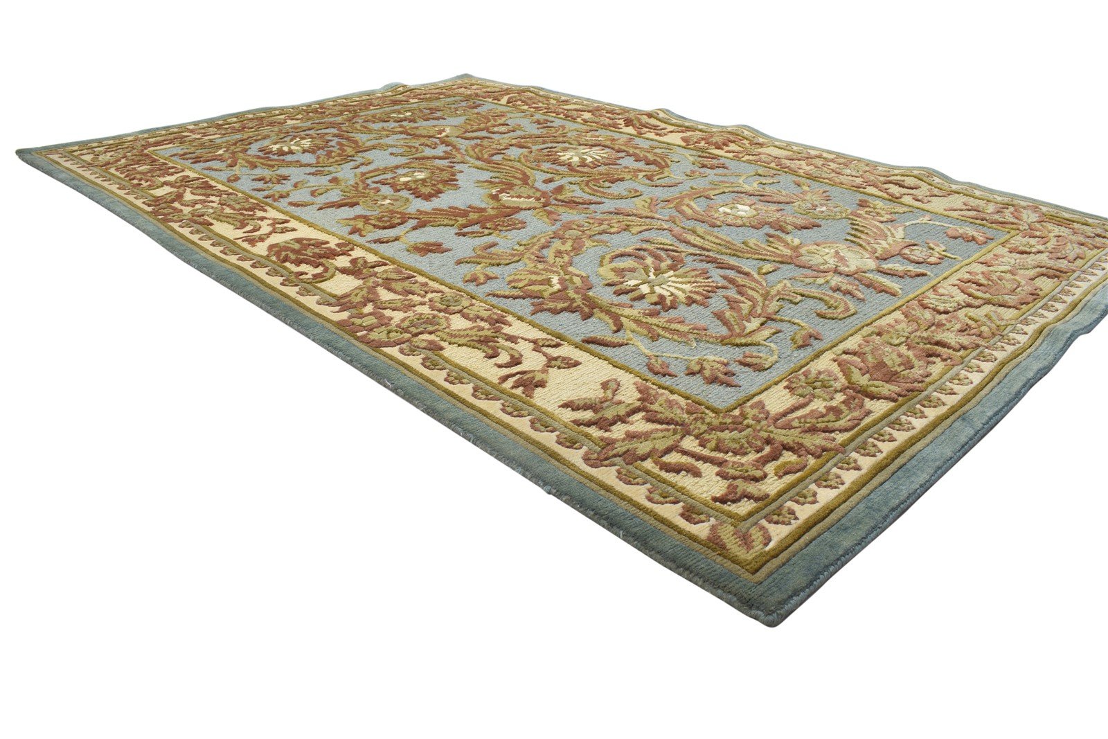 Hand Knotted Blue Wool Rug 5' X 8' Persian Oushak Oriental Room Size Carpet   7864091115669