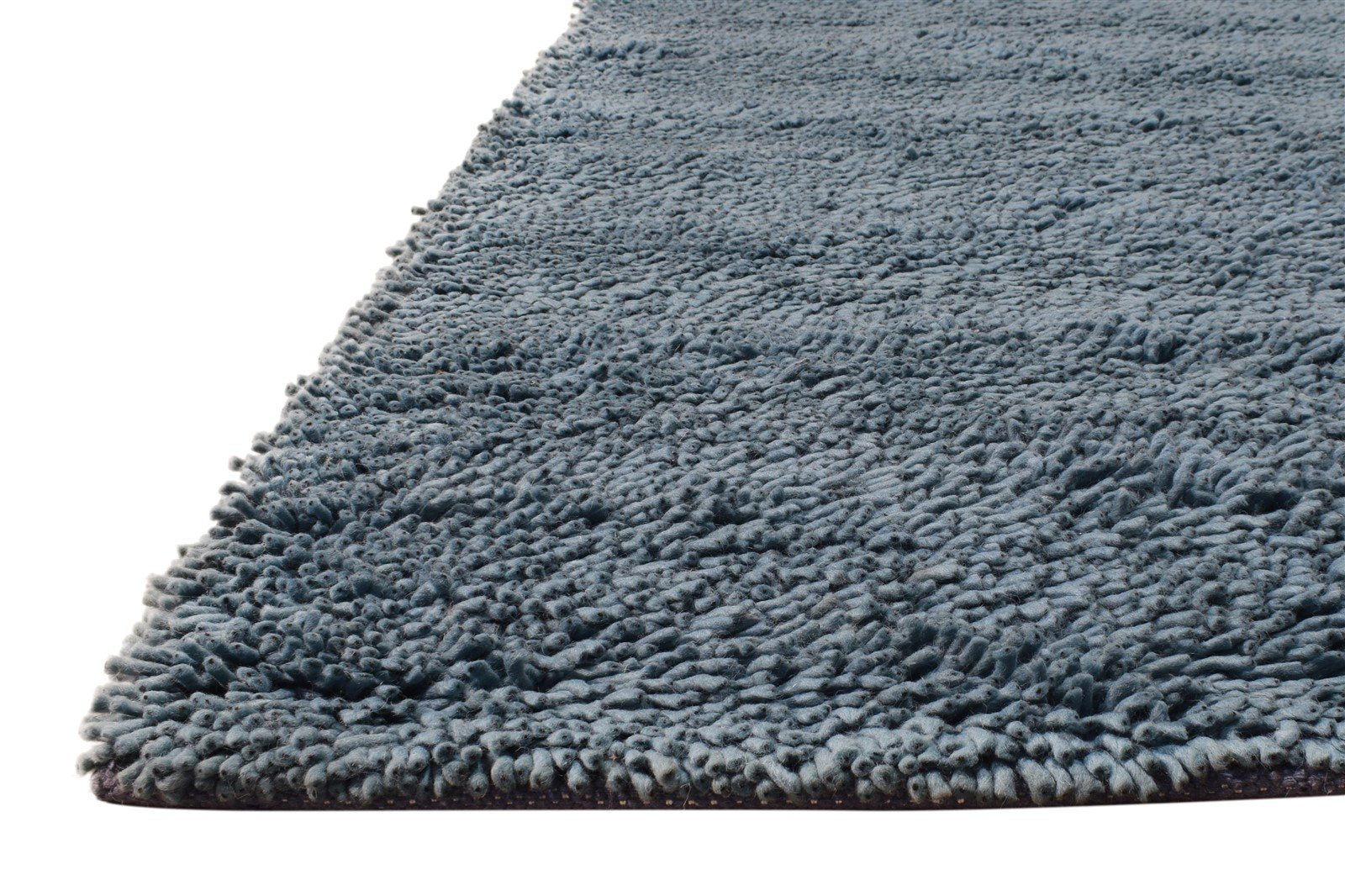 Hand Knotted Blue Wool Rug 5' X 8' Shag Scandinavian Solid Room Size Carpet   7865243959445