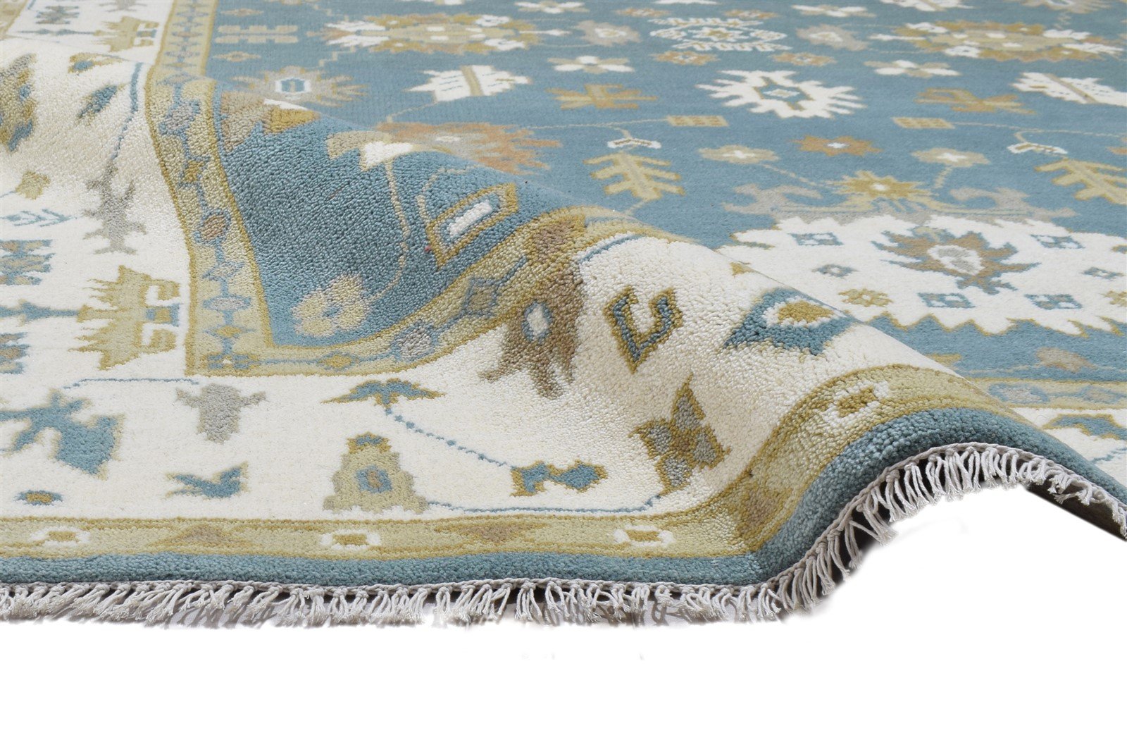Hand Knotted Blue Wool Rug 6' X 9' Persien Oushak Oriental Room Size Carpet   7864324128917