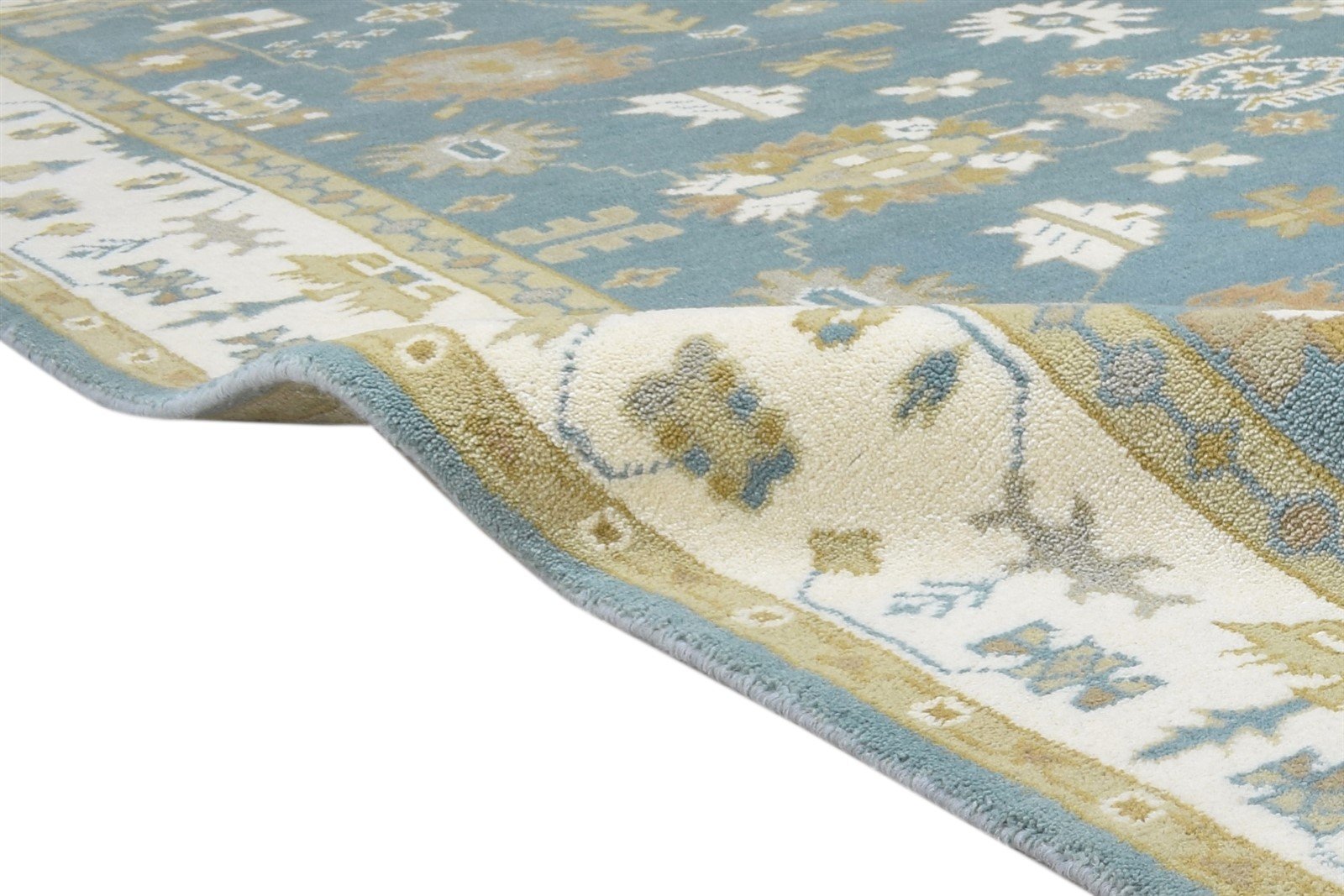 Hand Knotted Blue Wool Rug 6' X 9' Persien Oushak Oriental Room Size Carpet   7864324128917