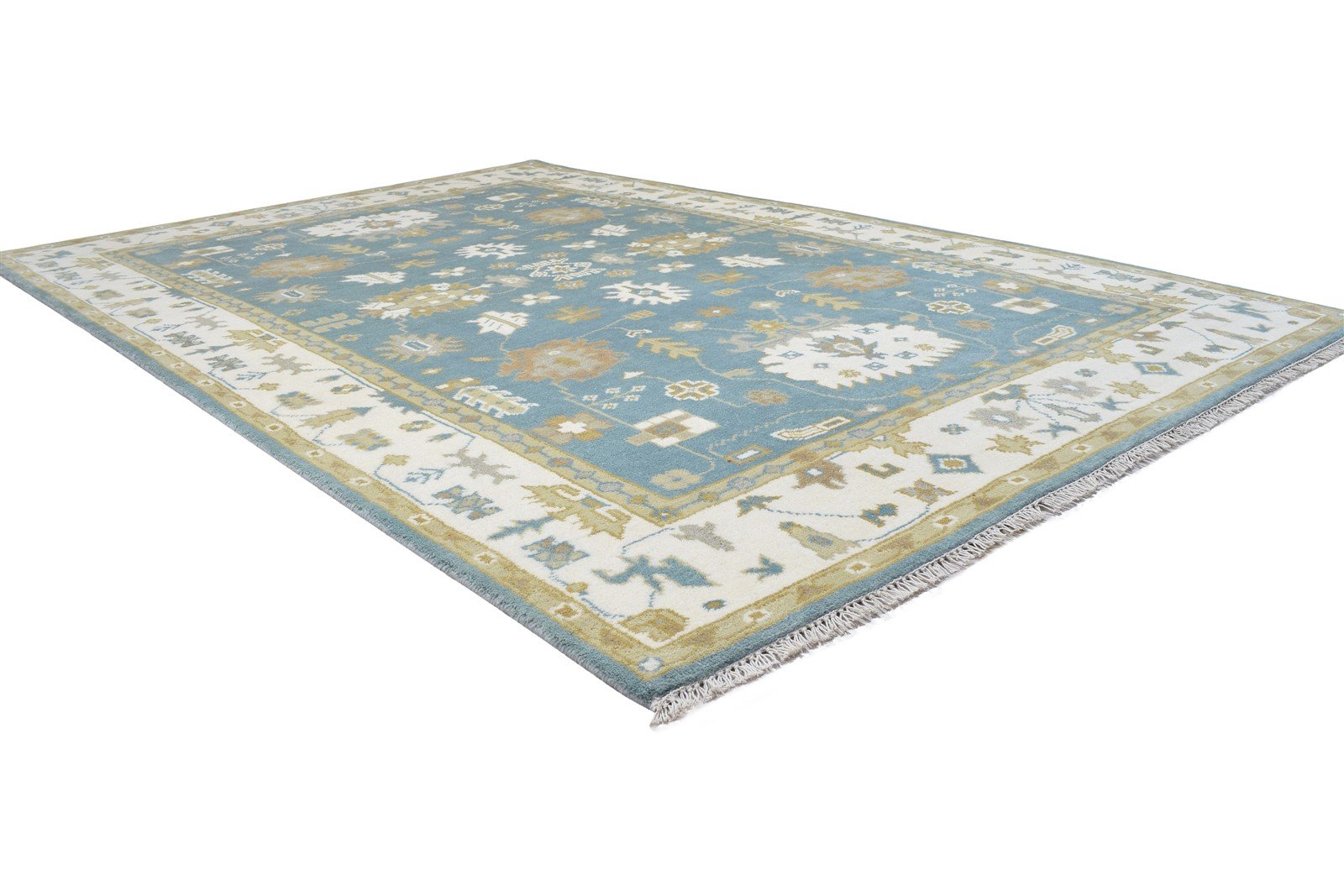 Hand Knotted Blue Wool Rug 6' X 9' Persien Oushak Oriental Room Size Carpet   7864324128917