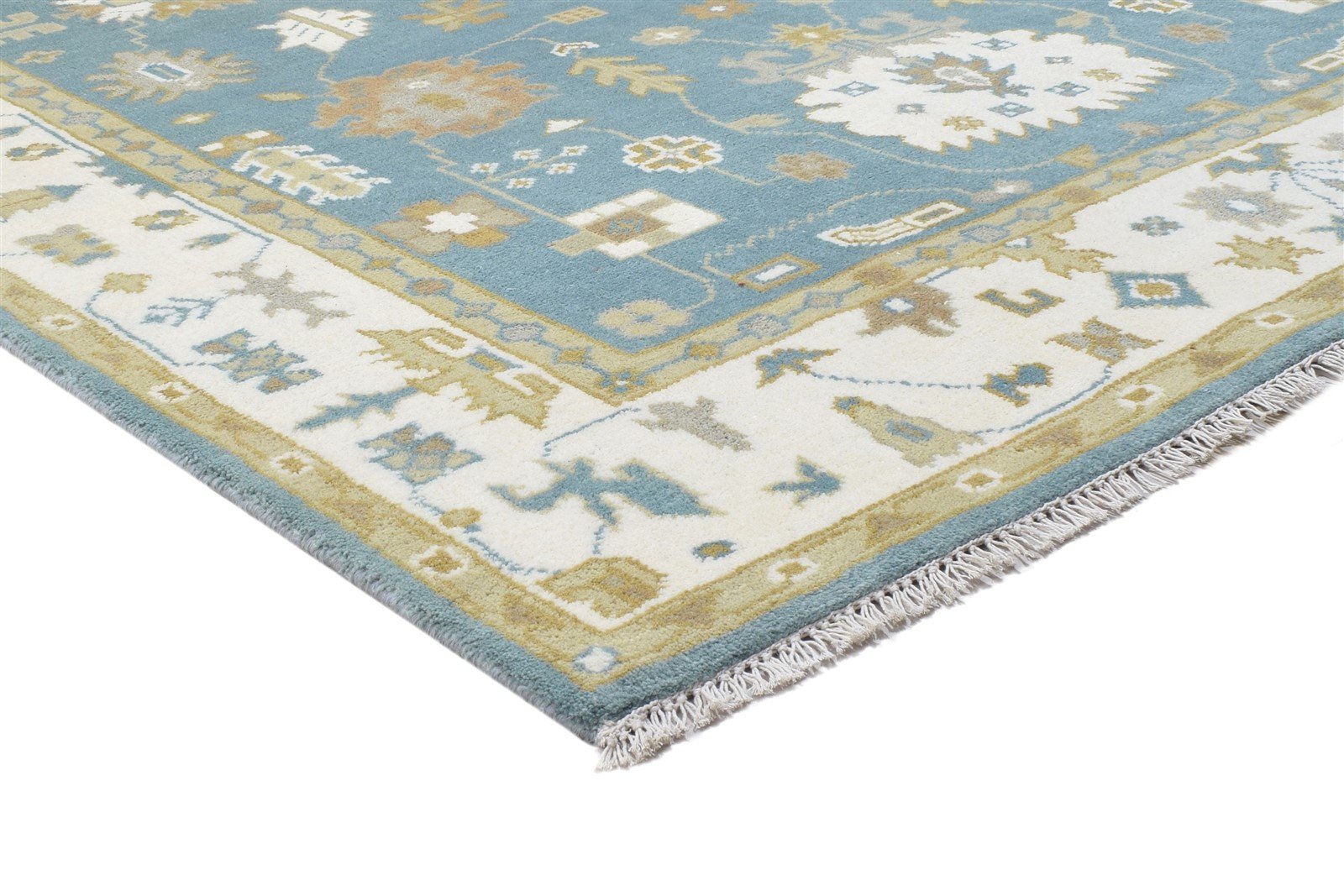 Hand Knotted Blue Wool Rug 6' X 9' Persien Oushak Oriental Room Size Carpet   7864324128917