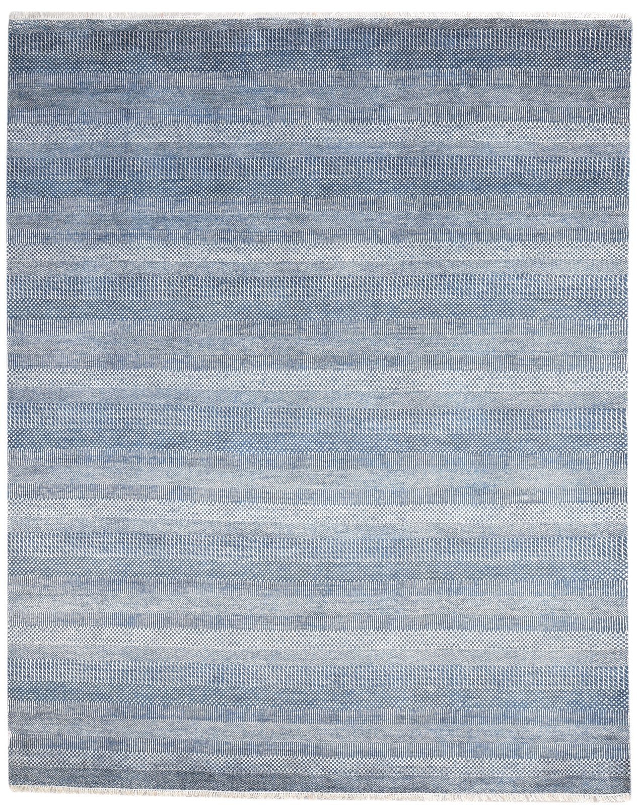 Hand Knotted Blue Wool Rug 8' X 10' Modern Agra Grass Trellis Large Carpet   7864611864725