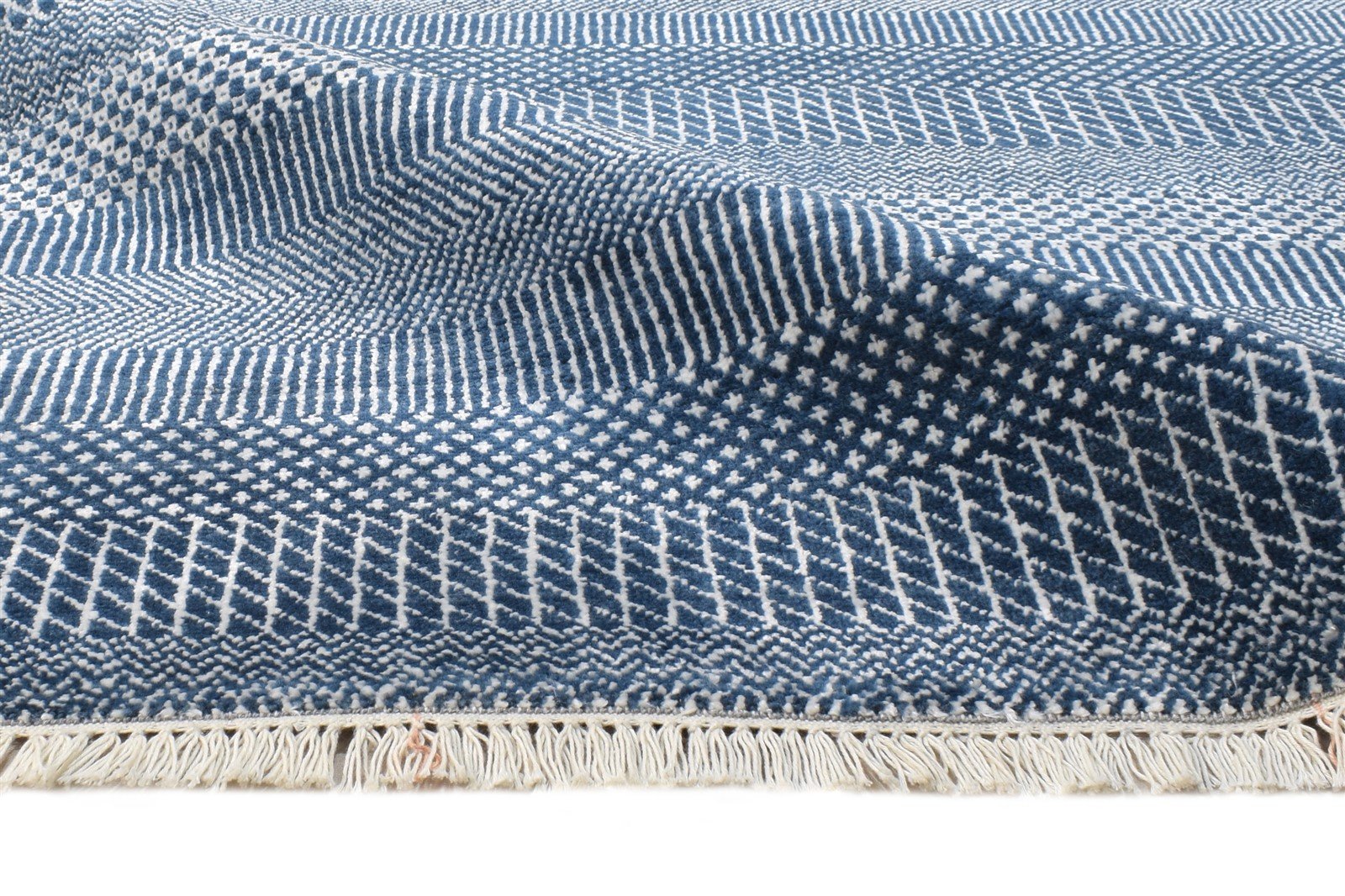 Hand Knotted Blue Wool Rug 8' X 10' Modern Agra Grass Trellis Large Carpet   7864611864725