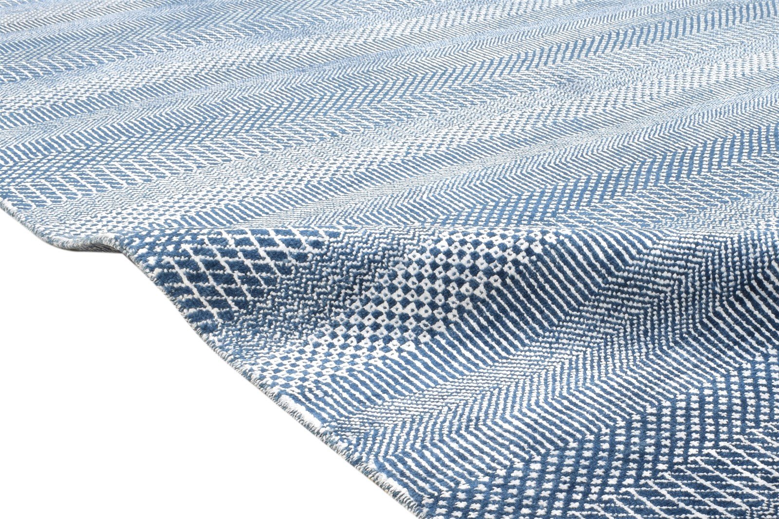 Hand Knotted Blue Wool Rug 8' X 10' Modern Agra Grass Trellis Large Carpet   7864611864725