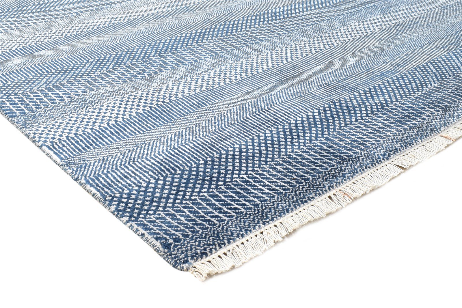Hand Knotted Blue Wool Rug 8' X 10' Modern Agra Grass Trellis Large Carpet   7864611864725