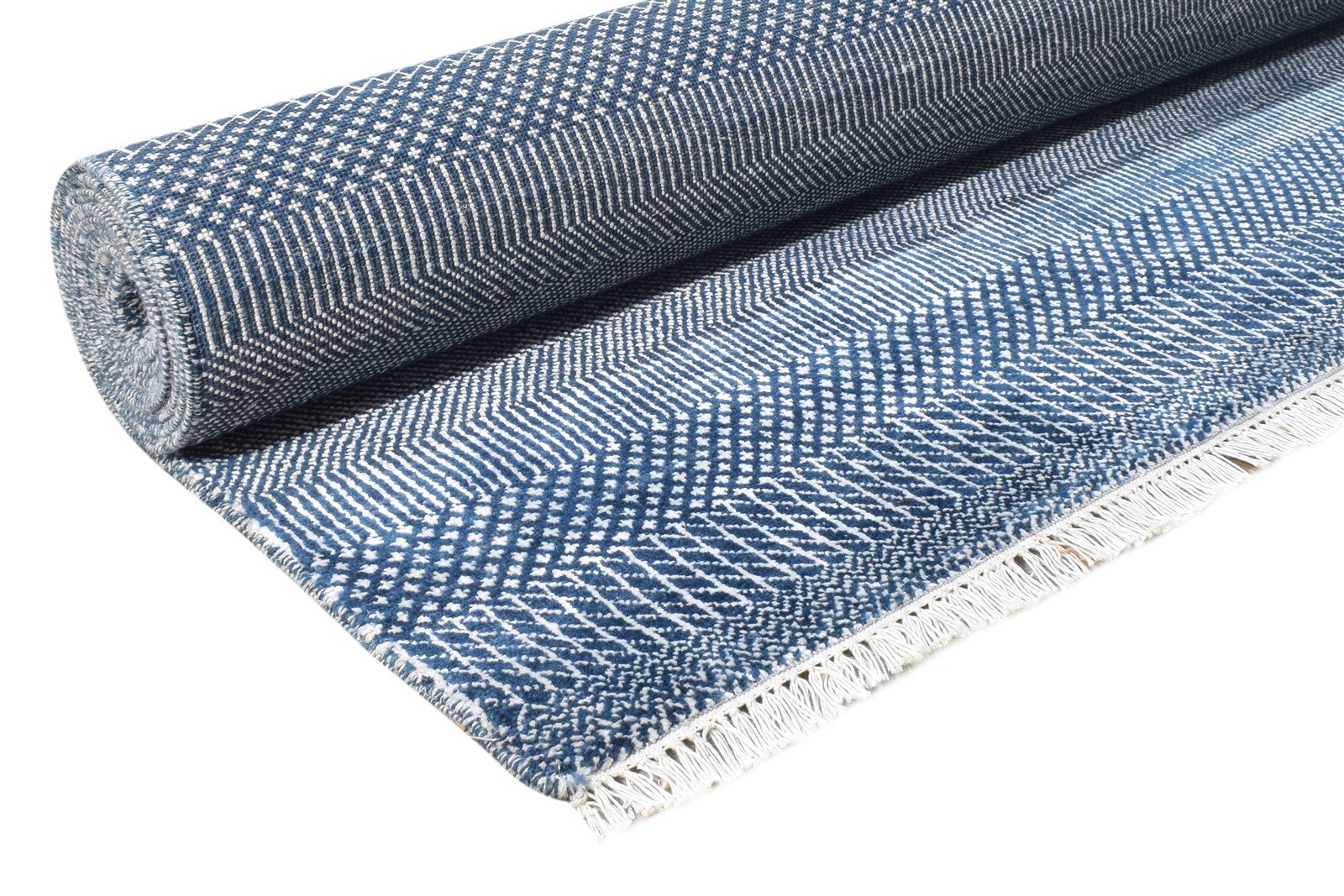 Hand Knotted Blue Wool Rug 8' X 10' Modern Agra Grass Trellis Large Carpet   7864611864725