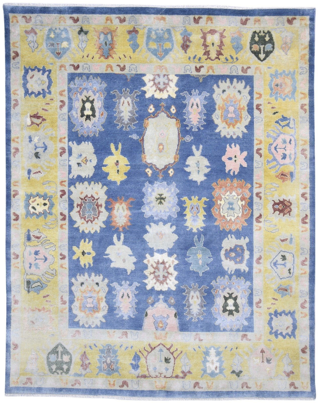 Hand Knotted Blue Wool Rug 8' X 10' Persian Oushak Oriental Large Carpet   7864184864917