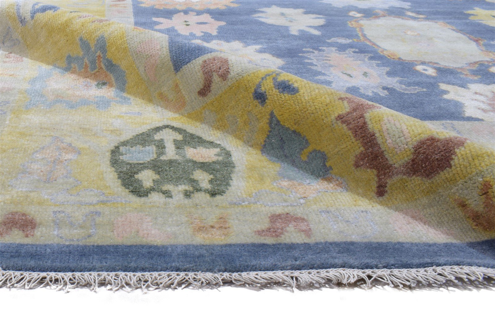 Hand Knotted Blue Wool Rug 8' X 10' Persian Oushak Oriental Large Carpet   7864184864917