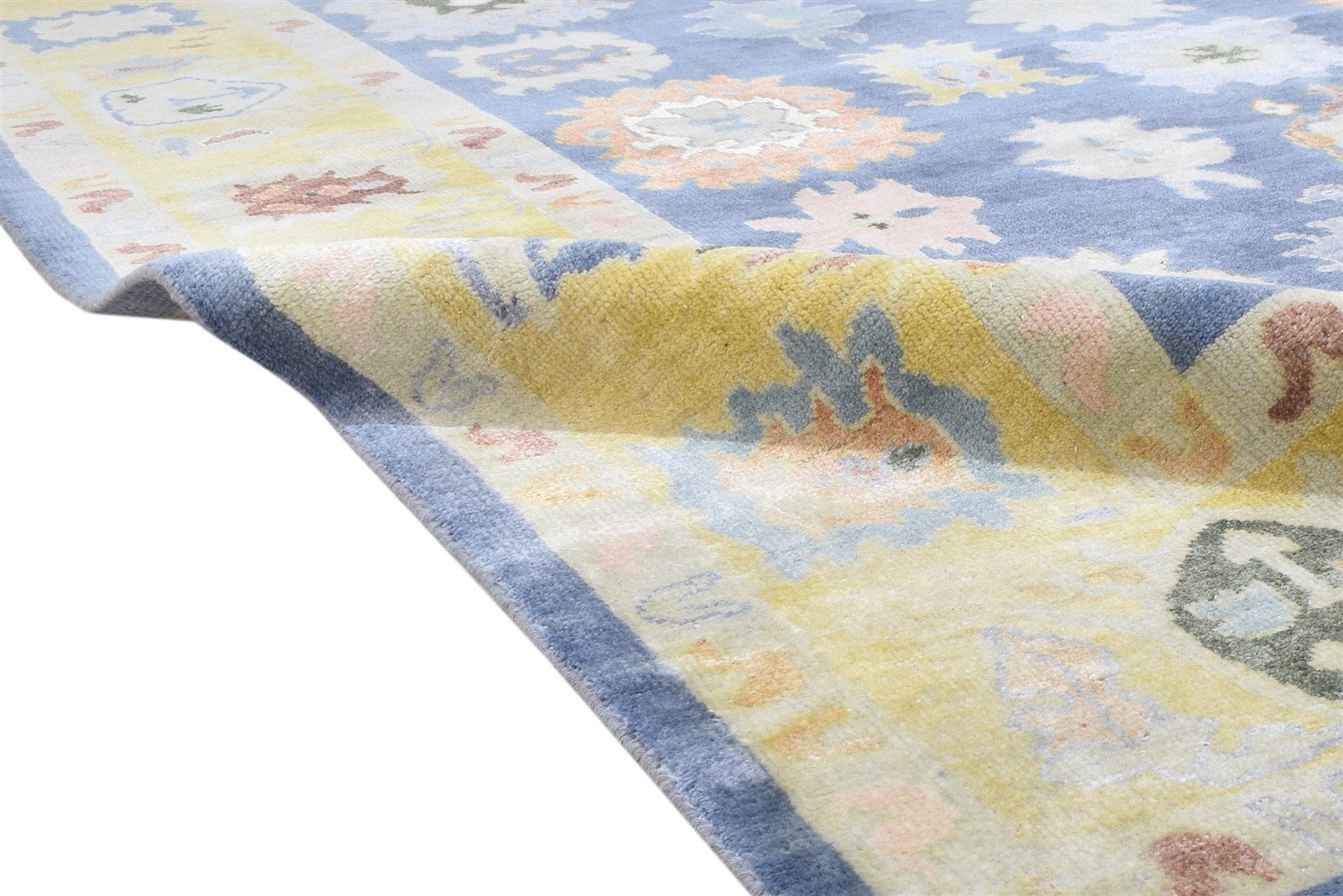 Hand Knotted Blue Wool Rug 8' X 10' Persian Oushak Oriental Large Carpet   7864184864917
