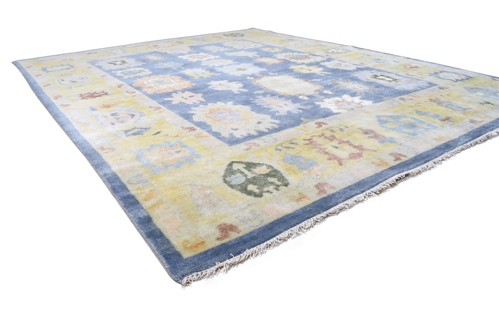 Hand Knotted Blue Wool Rug 8' X 10' Persian Oushak Oriental Large Carpet   7864184864917