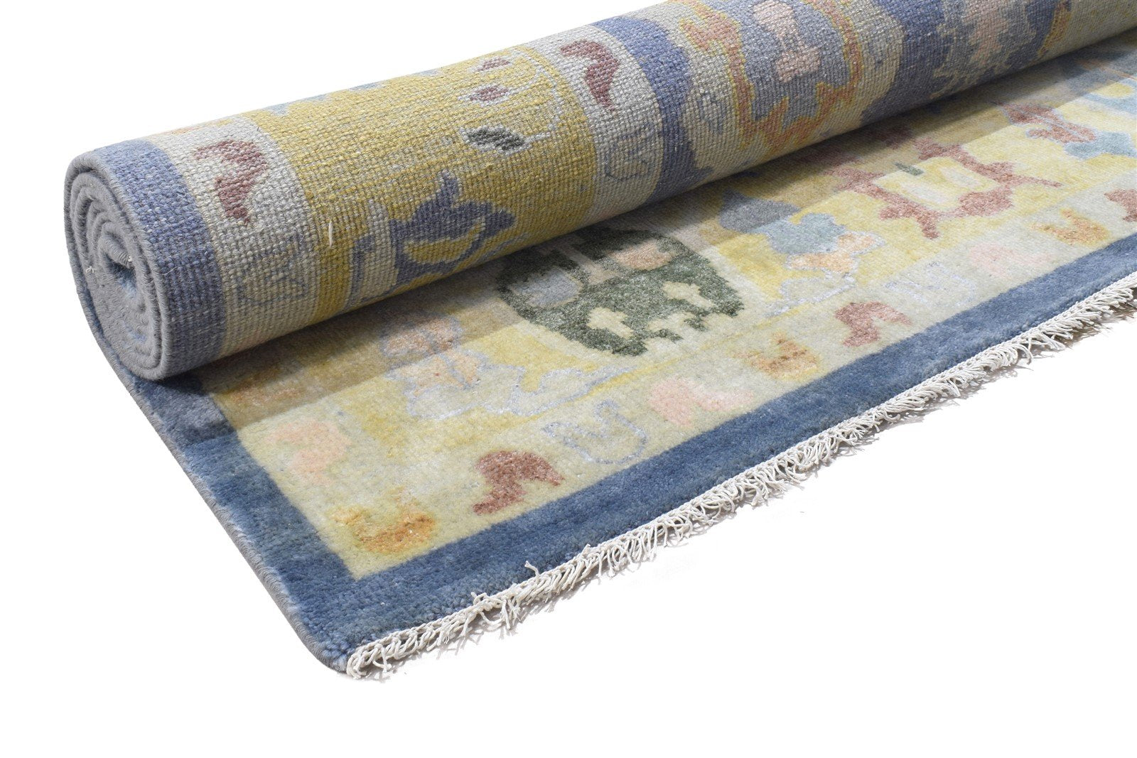 Hand Knotted Blue Wool Rug 8' X 10' Persian Oushak Oriental Large Carpet   7864184864917