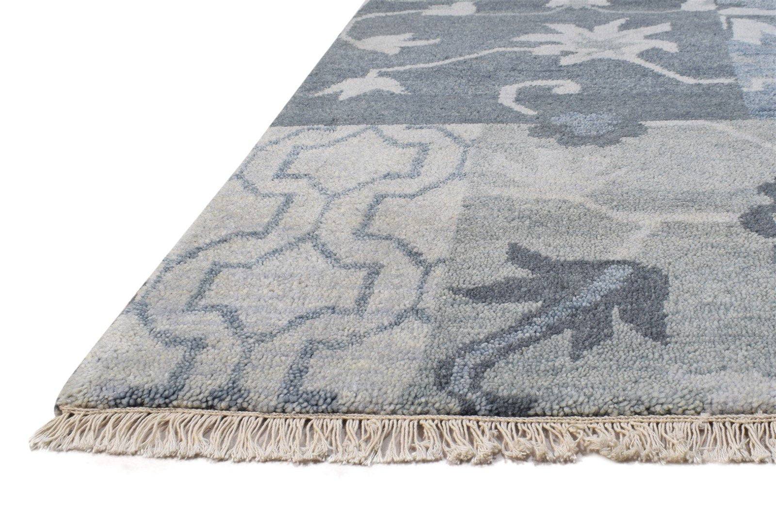 Hand Knotted Blue Wool Rug 8' X 7' Persian Mughal Oriental Large Carpet   7864495112341