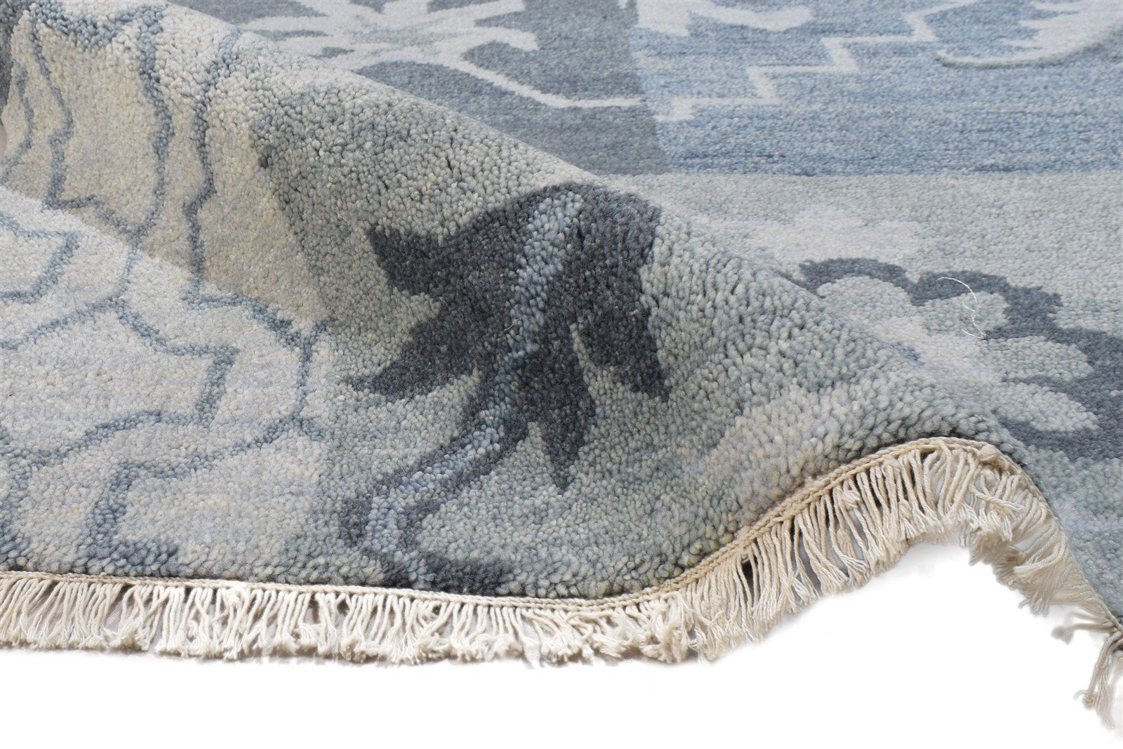 Hand Knotted Blue Wool Rug 8' X 7' Persian Mughal Oriental Large Carpet   7864495112341
