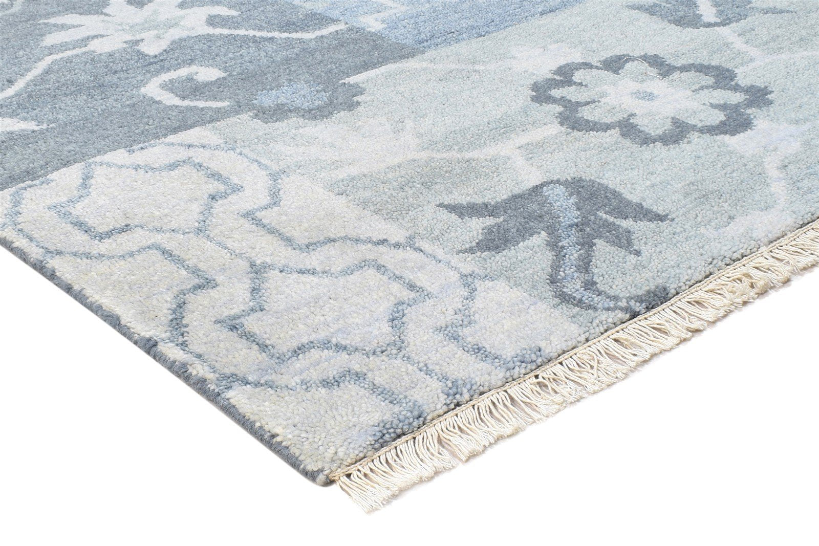 Hand Knotted Blue Wool Rug 8' X 7' Persian Mughal Oriental Large Carpet   7864495112341