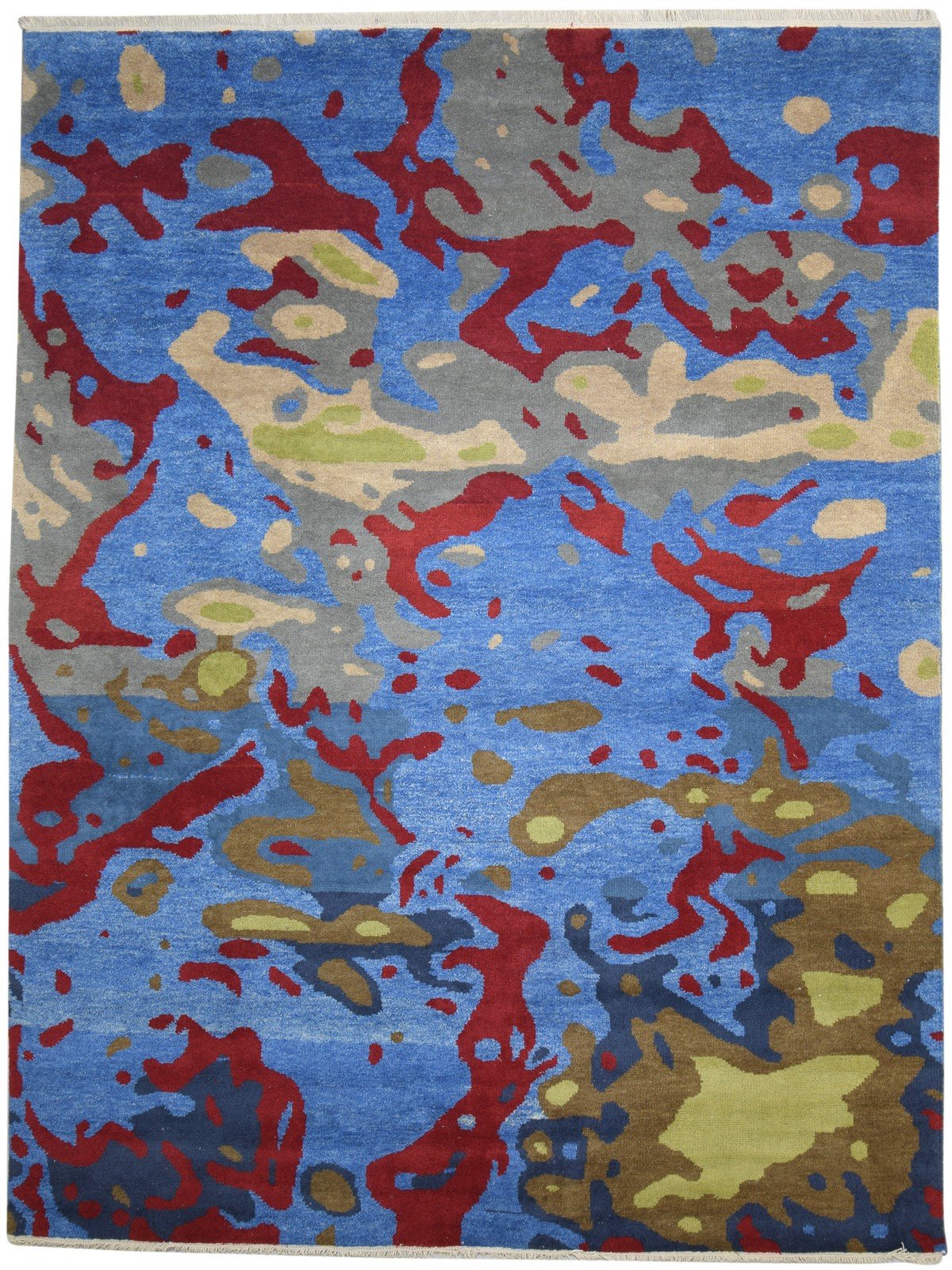 Hand Knotted Blue Wool Rug 9' X 12' Modern Bohemian Abstract Extra Large Carpet   7864315576469