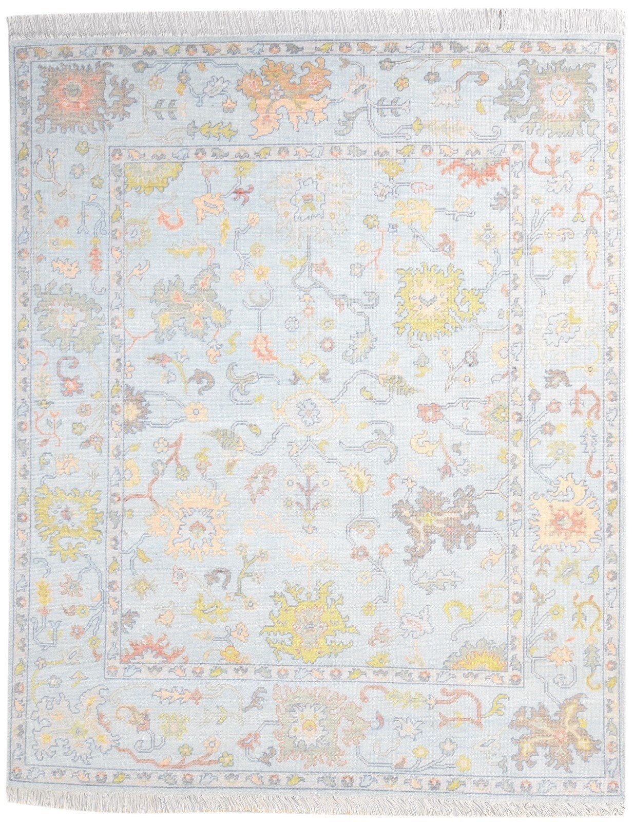 Jude Oushak Hand Knotted Blue Wool Rug Handmade Persian Oriental Carpet   8808750121109