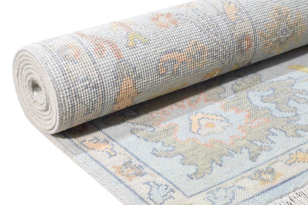 Hand Knotted Blue Wool Rug Persian Oushak Oriental Carpet   7867857731733
