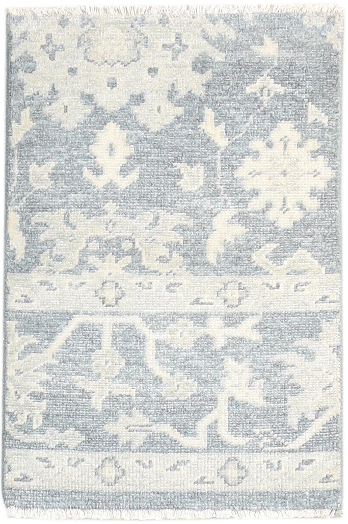 Hand Knotted Blue Wool Silk Rug 2' X 3' Persian Oushak Oriental Small Carpet   7865155813525