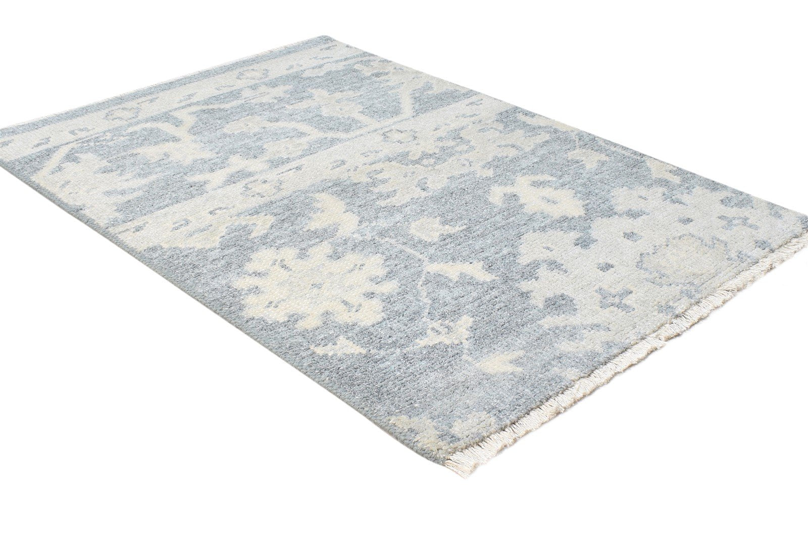 Hand Knotted Blue Wool Silk Rug 2' X 3' Persian Oushak Oriental Small Carpet   7865155813525