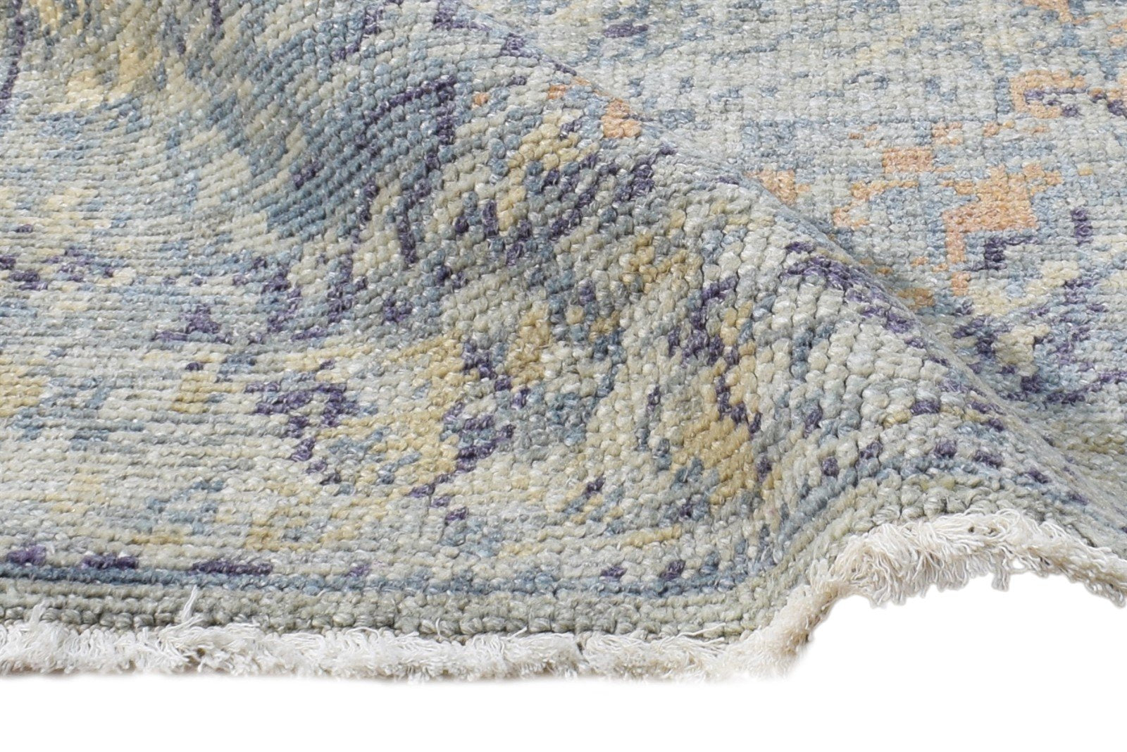Hand Knotted Blue Wool Silk Rug 2X3 Modern Heriz-Indian Abstract Small Carpet   7865144443029
