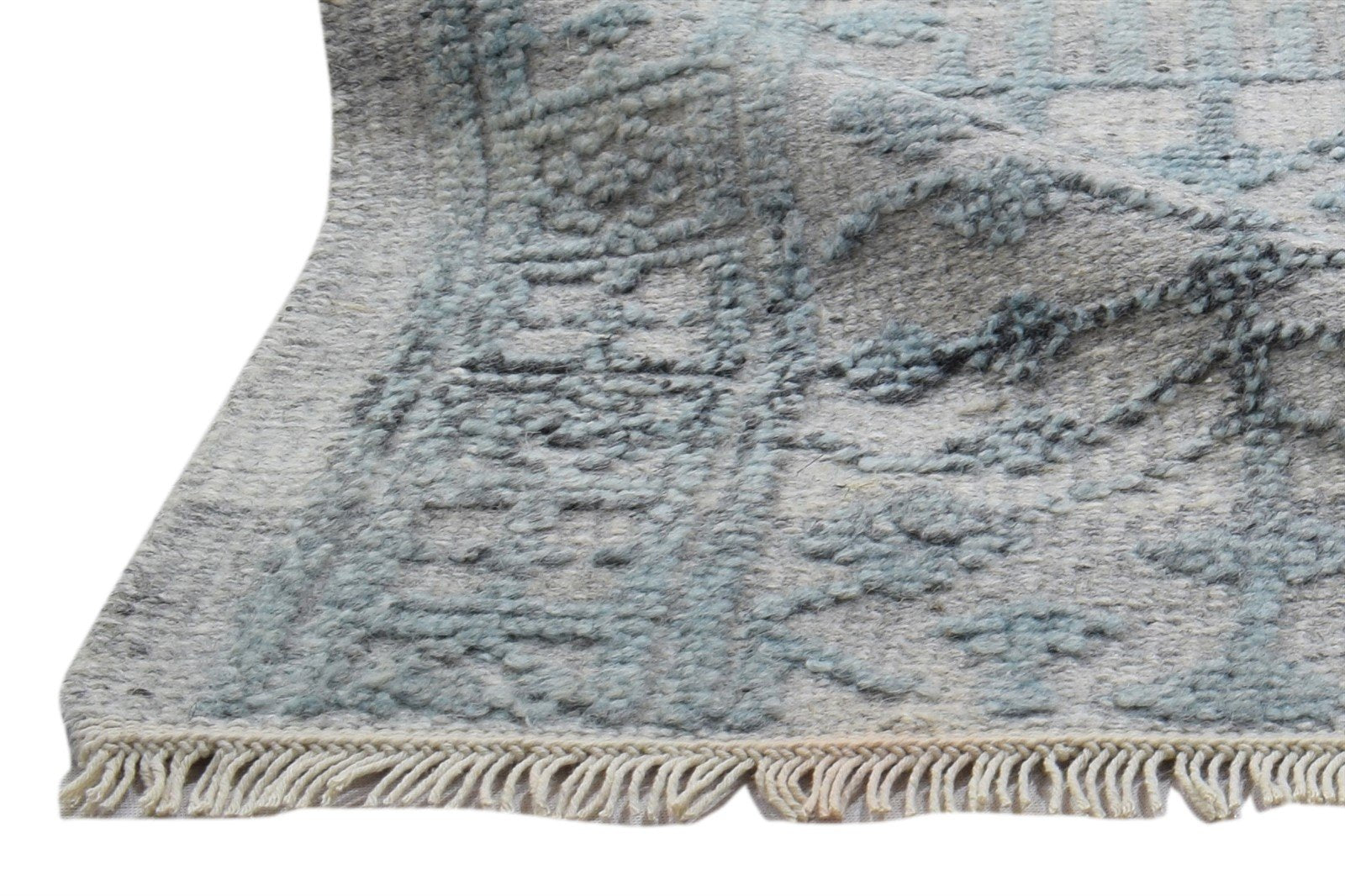 Hand Knotted Blue Wool Silk Rug 2X3 Modern Scandinavian Trellis Small Carpet   7864087314581