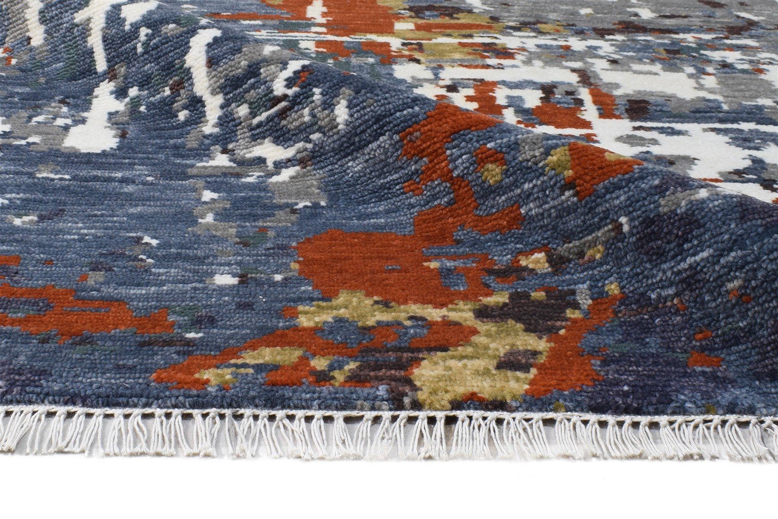 Hand Knotted Blue Wool / Silk Rug 6X9 Modern American Abstract Room Size Carpet   7865147785365