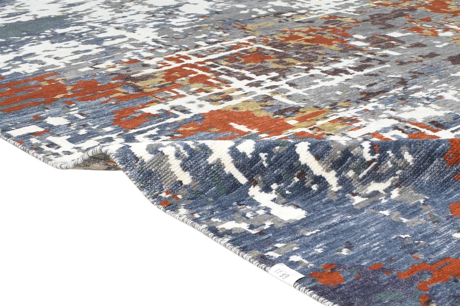 Hand Knotted Blue Wool / Silk Rug 6X9 Modern American Abstract Room Size Carpet   7865147785365