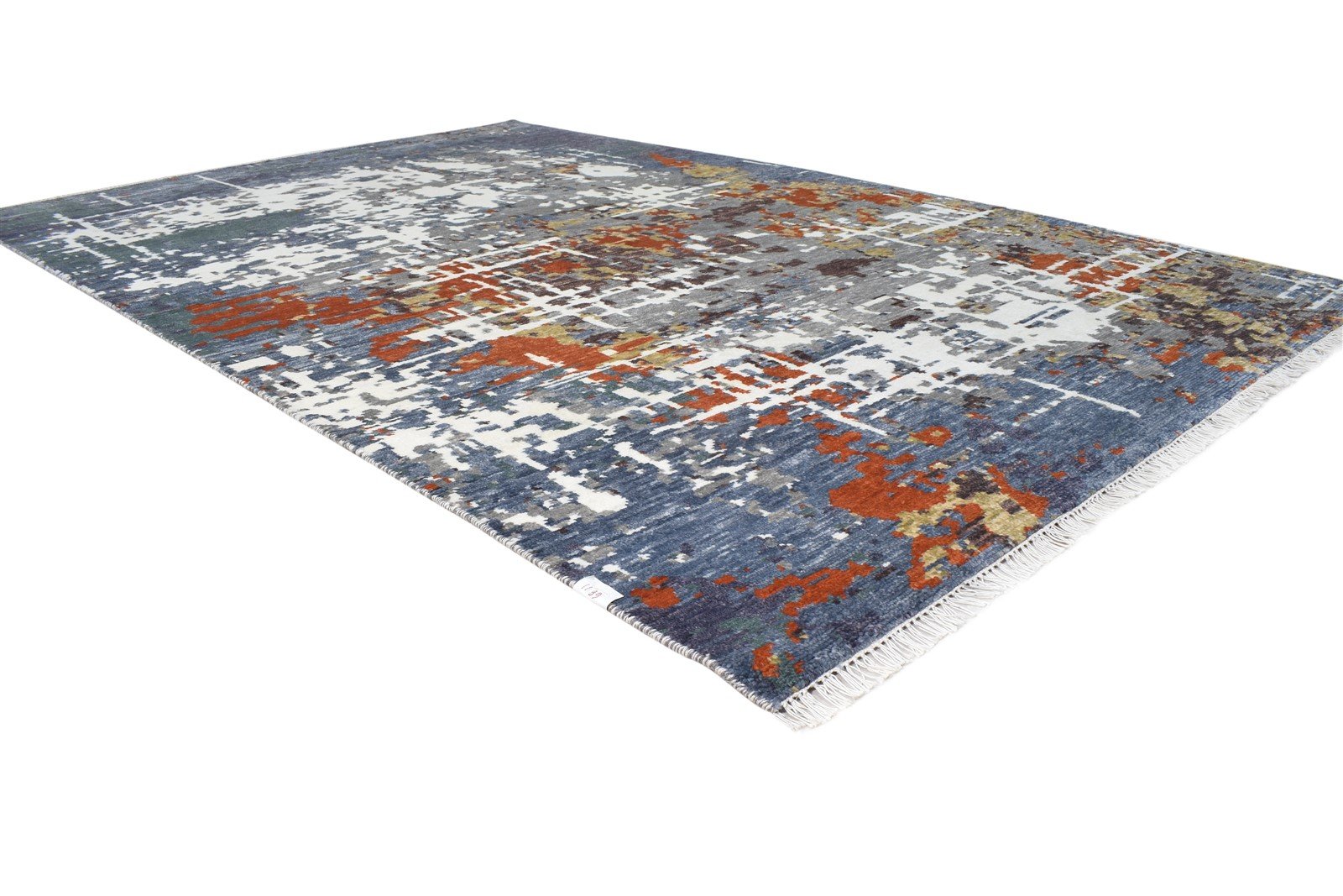 Hand Knotted Blue Wool / Silk Rug 6X9 Modern American Abstract Room Size Carpet   7865147785365