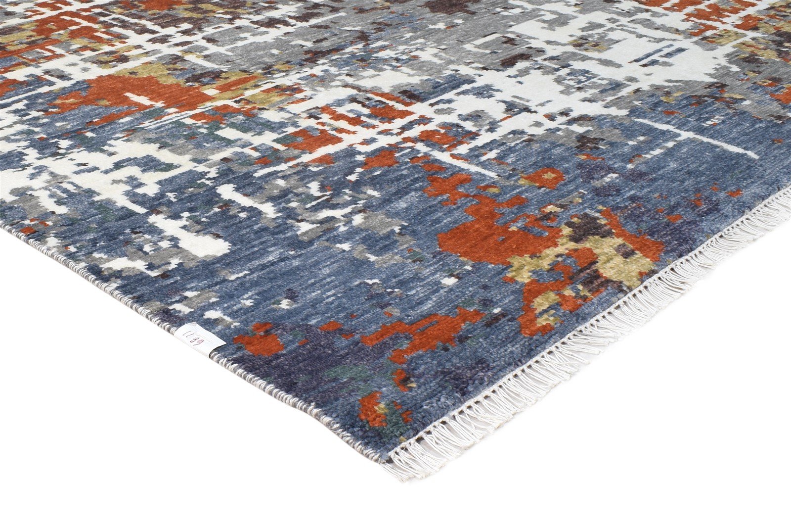 Hand Knotted Blue Wool / Silk Rug 6X9 Modern American Abstract Room Size Carpet   7865147785365