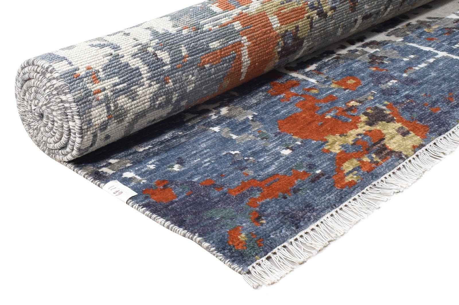 Hand Knotted Blue Wool / Silk Rug 6X9 Modern American Abstract Room Size Carpet   7865147785365