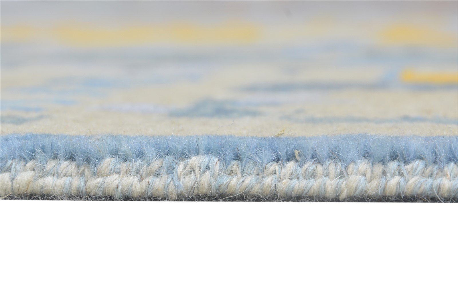 Hand Knotted Blue Wool / Silk Rug 8' X 11' Modern Indian Abstract Large Carpet   7864586862741