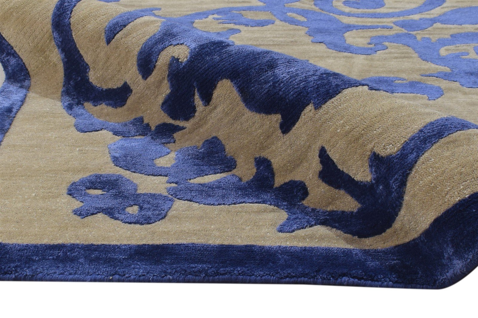 Hand Knotted Blue Wool / Silk Rug 8X10 Modern American Abstract Large Carpet   7865106399381
