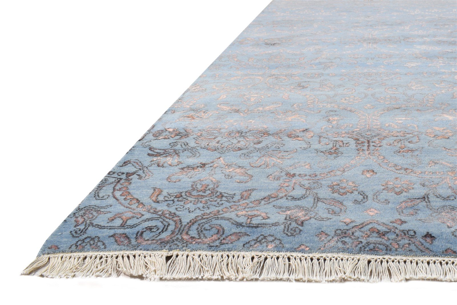 Hand Knotted Blue Wool / Silk Rug 9X12 Modern American Abstract Extra Large   7864622350485