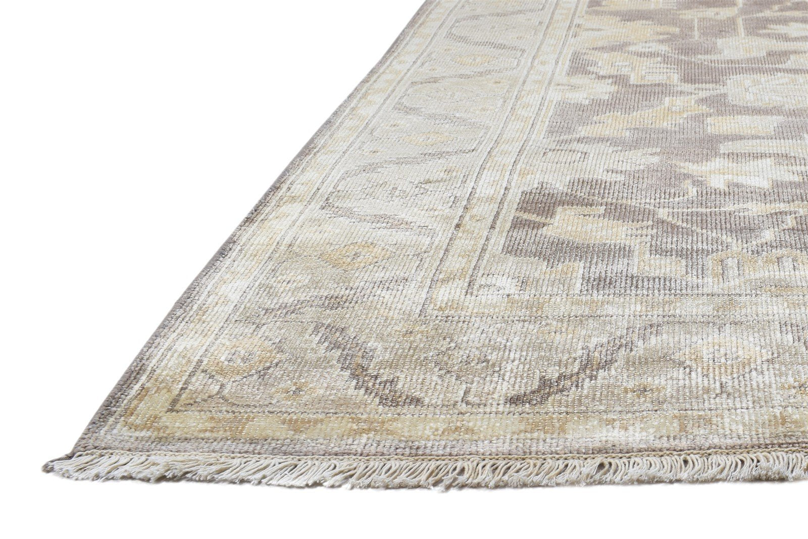 Hand Knotted Brown Silk Rug 6' X 8' Persian Oushak Oriental Room Size Carpet   7864804049045