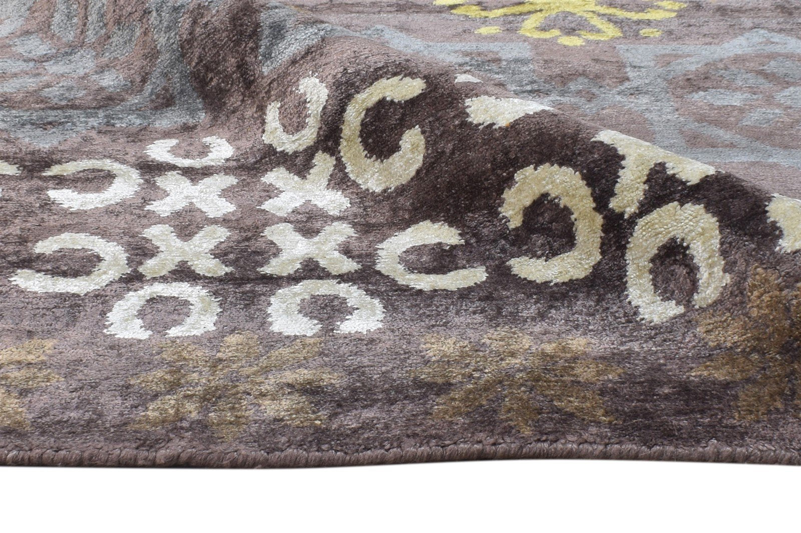 Hand Knotted Brown Silk Rug 6' X 9' Modern American Abstract Room Size Carpet   7865070223509