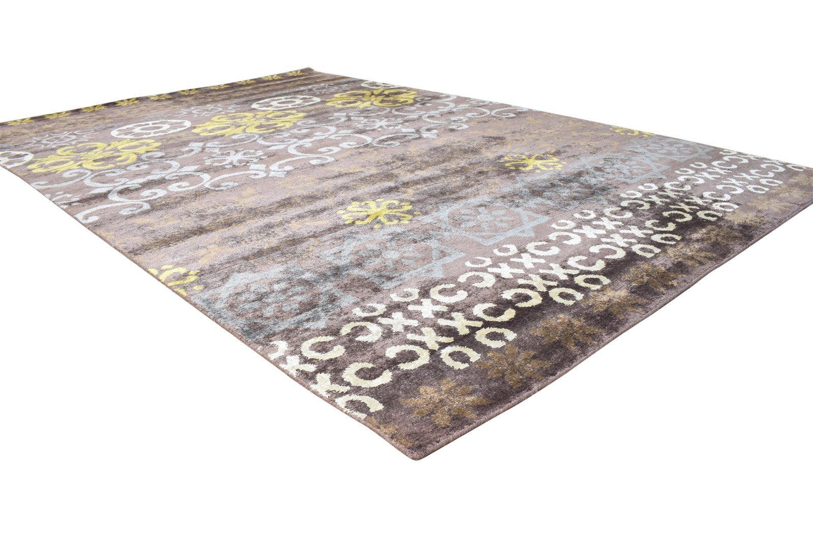 Hand Knotted Brown Silk Rug 6' X 9' Modern American Abstract Room Size Carpet   7865070223509
